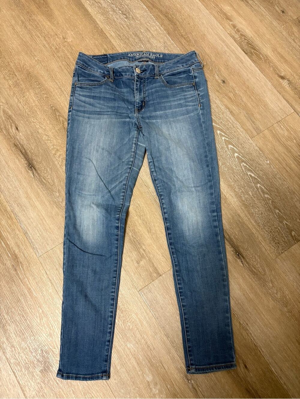 American Eagle Women Blue Super Stretch  Jeans Size 14 Regular